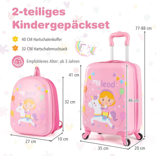 Kinderkofferset met wielen - 43 cm koffer & 33 cm rugzak