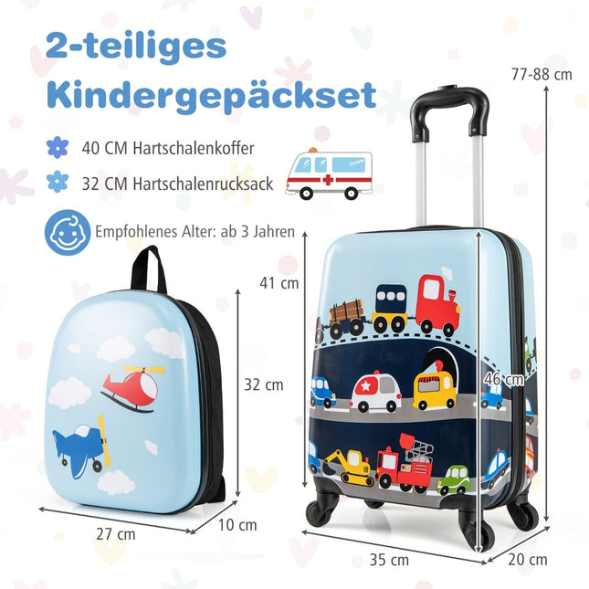 Kinderkofferset met wielen - 43 cm koffer & 33 cm rugzak