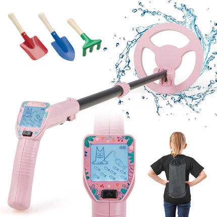 Kids Metal Detector, Adjustable 62–85 cm, LCD, Pink