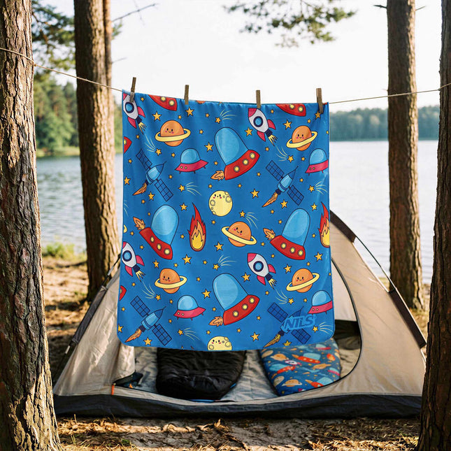 Kids Microfiber Towel, Space Print, 160 x 80 cm