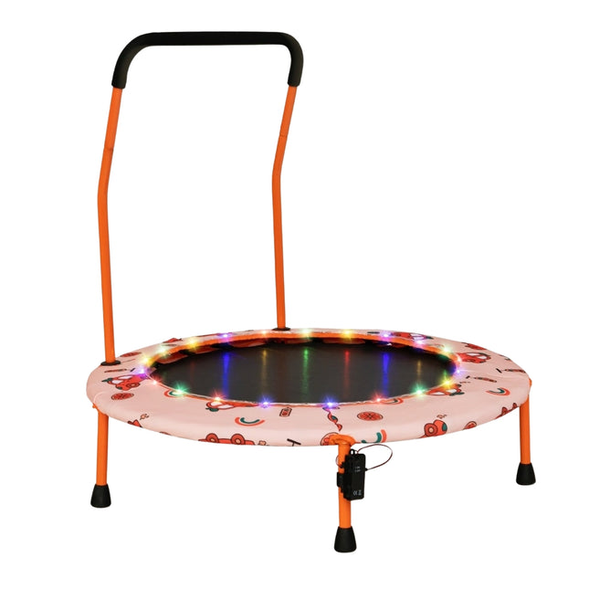 Kids Mini Trampoline with LED Lights, Removable Handle