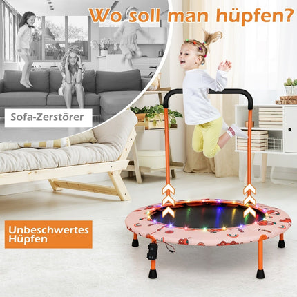 Kids Mini Trampoline with LED Lights, Removable Handle