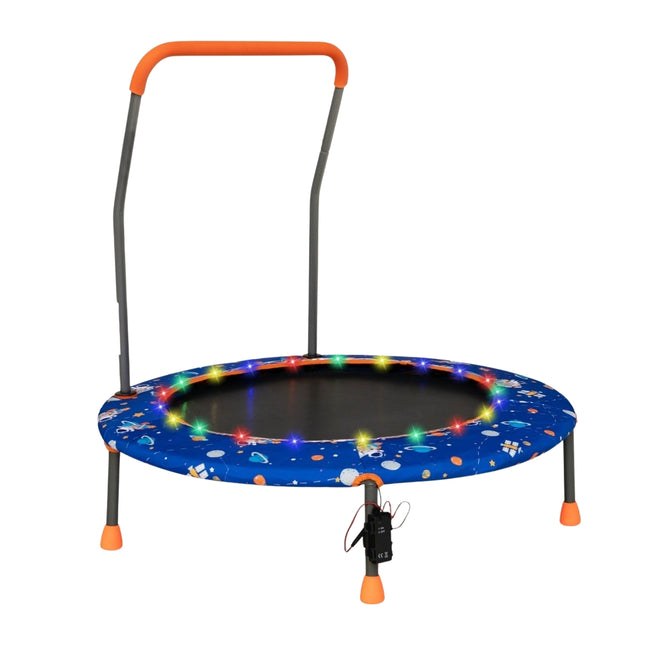 Kids Mini Trampoline with LED Lights, Removable Handle