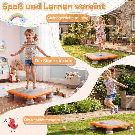 Kids Mini Trampoline with Non-Slip Pads, Orange, 25.5 Inch