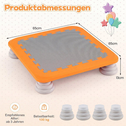 Kids Mini Trampoline with Non-Slip Pads, Orange, 25.5 Inch