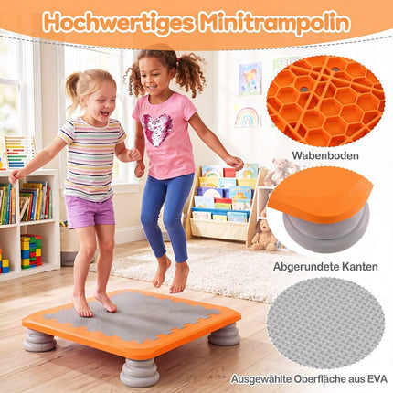Kids Mini Trampoline with Non-Slip Pads, Orange, 25.5 Inch