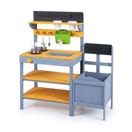 Kids Mud Kitchen Set with Water Reservoir and Chalkboard