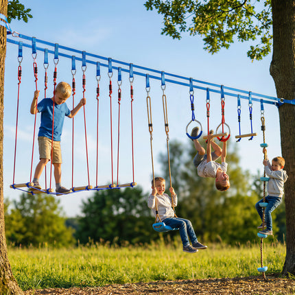 Kids Ninja Slackline Set with Climbing Rope & Rings
