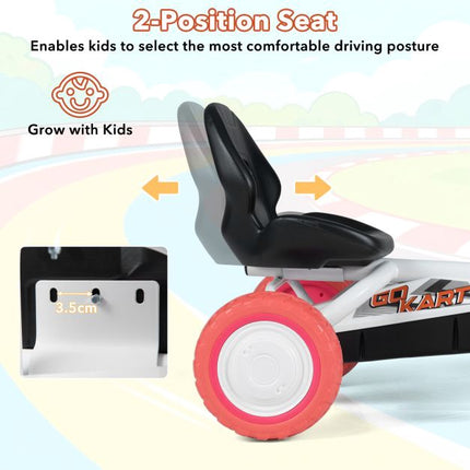 Kids Pedal Go Kart, 4-Wheel, 2-Position Seat