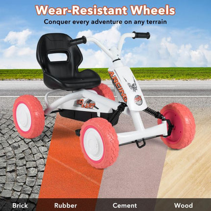 Kids Pedal Go Kart, 4-Wheel, 2-Position Seat