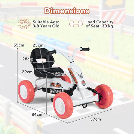 Kids Pedal Go Kart, 4-Wheel, 2-Position Seat