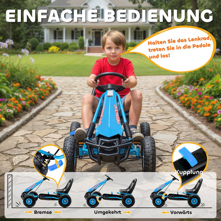 Kids Pedal Go-Kart, Adjustable Seat, EVA Wheels, Ages 3-8