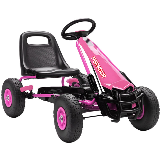 Kids Pedal Go-Kart, Adjustable Seat, EVA Wheels, Ages 3-8