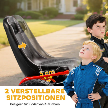 Kids Pedal Go-Kart, Adjustable Seat, EVA Wheels, Ages 3-8