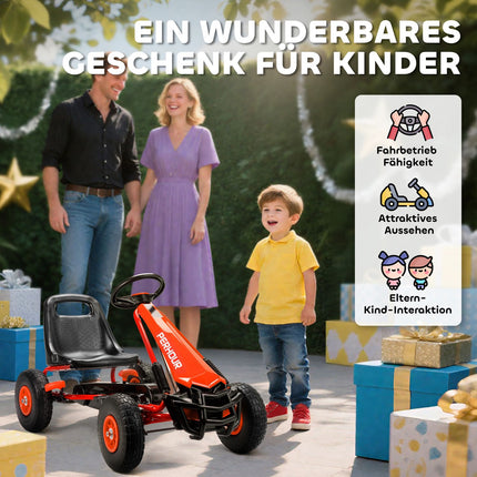 Kids Pedal Go-Kart, Adjustable Seat, EVA Wheels, Ages 3-8