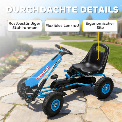 Kids Pedal Go-Kart, Adjustable Seat, EVA Wheels, Ages 3-8