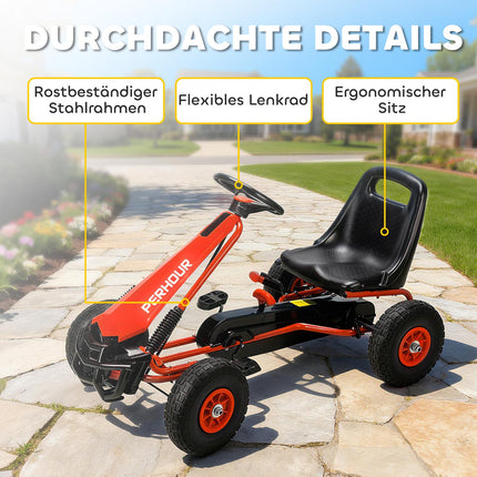 Kids Pedal Go-Kart, Adjustable Seat, EVA Wheels, Ages 3-8