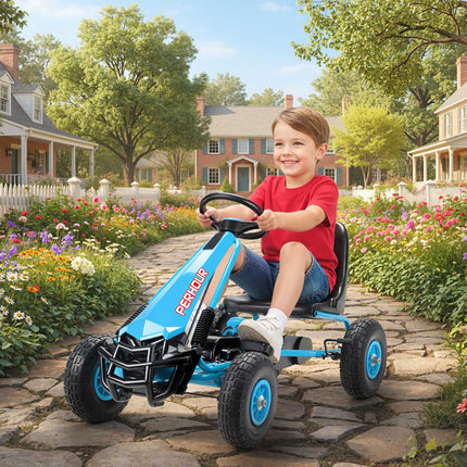 Kids Pedal Go-Kart, Adjustable Seat, EVA Wheels, Ages 3-8