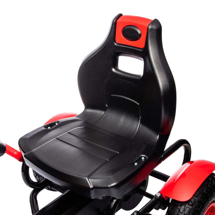 Kids Pedal Go-Kart with Handbrake, Adjustable Seat, Red