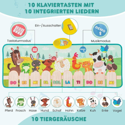 Kids Piano Mat with 10 Animal Sounds & 10 Songs