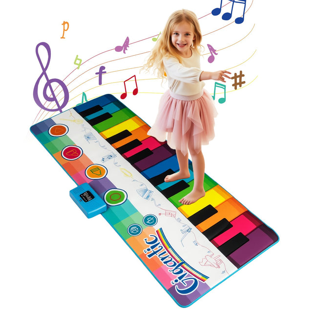 Kids Piano Mat with 8 Instrument Sounds, 24 Keys, 181x73 cm