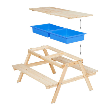 Kids Picnic Bench with Water & Sand Play Table