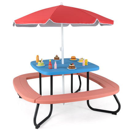 Kids Picnic Table Set, Seats 8, Adjustable Umbrella