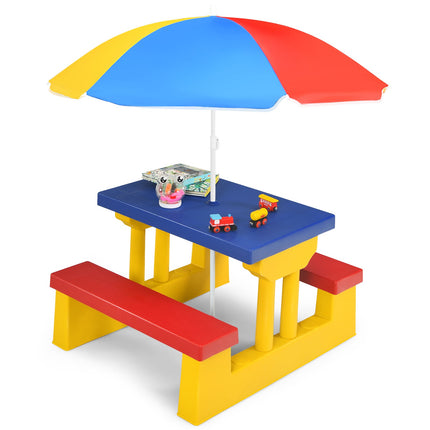 Kids Picnic Table Set with Umbrella – Durable, Easy Setup