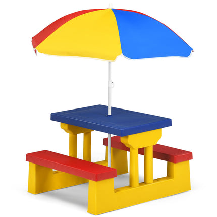Kids Picnic Table Set with Umbrella – Durable, Easy Setup