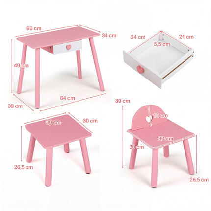 Kids Pink Nail Salon Playset with Table & Chair Set