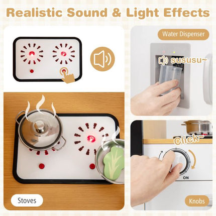 Kids Play Kitchen Set, 3-Piece, Lights Sounds, Chalkboard