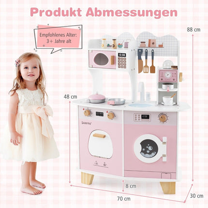 Kids Play Kitchen Set with Accessories – Coffee Maker, Microwave, Oven