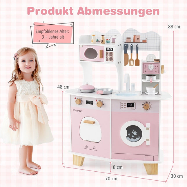 Kids Play Kitchen Set with Accessories – Coffee Maker, Microwave, Oven