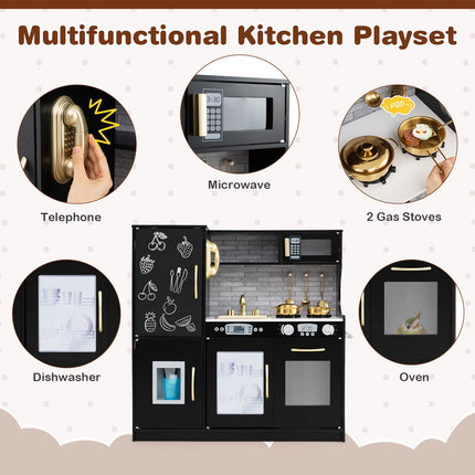 Kids Play Kitchen Set with Accessories and Sound Knobs