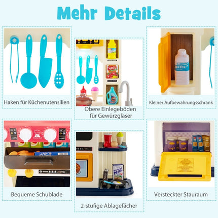 Kids Play Kitchen Set with Lights, Water Pump, 38 Pieces