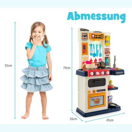 Kids Play Kitchen Set with Lights, Water Pump, 38 Pieces