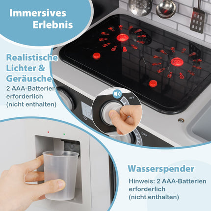 Kids Play Kitchen Set with Oven & Washer, Black
