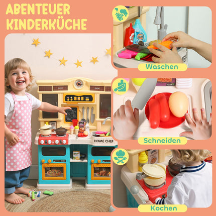 Kids Play Kitchen Set with Water, Lights, Sounds, 85 Pieces