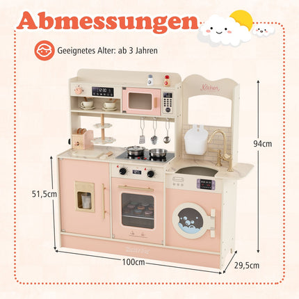 Kids Play Kitchen with Light & Sound, Pink, Ages 3+