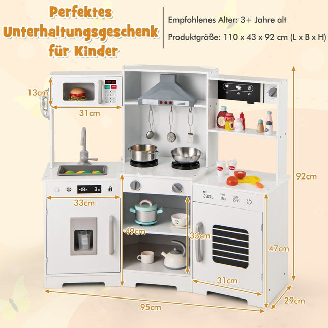 Kids Play Kitchen with Lights and Sounds – Wooden Toy Set