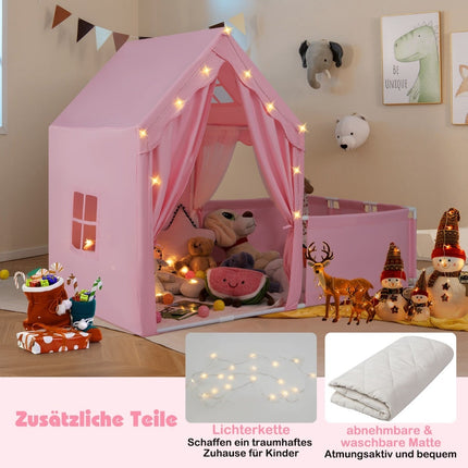 Kids Play Tent & Playpen with Lights, Washable Mat