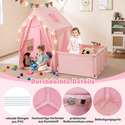 Kids Play Tent & Playpen with Lights, Washable Mat