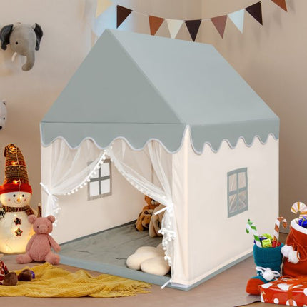 Kids Play Tent With Padded Mat, Wooden Frame, 120x105x140 cm