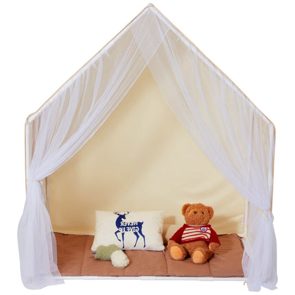 Kids Play Tent Yurt, Beige, Mat and Hanging Light