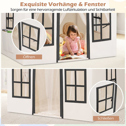 Kids Play Tent with Star Lights, 121 x 101 x 137 cm, Beige