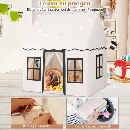 Kids Play Tent with Star Lights, 121 x 101 x 137 cm, Beige