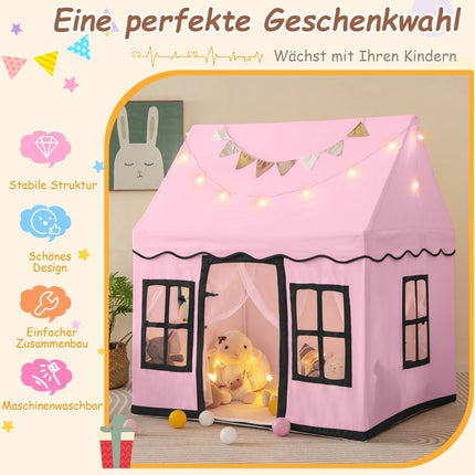 Kids' Play Tent with Star Lights, Pink, 121x101x137 cm