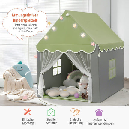 Kids Play Tent with Washable Mat & Star Lights, 105x121x136 cm