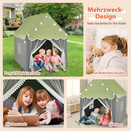 Kids Play Tent with Washable Mat & Star Lights, 105x121x136 cm