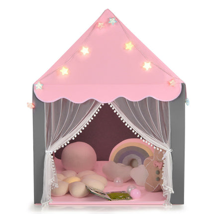 Kids Playhouse Tent with Star Lights and Mat - Pink
